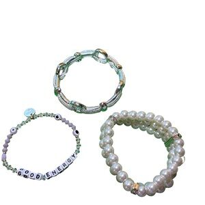 Chic Beaded and Pearl Stretchy Bracelet Trio